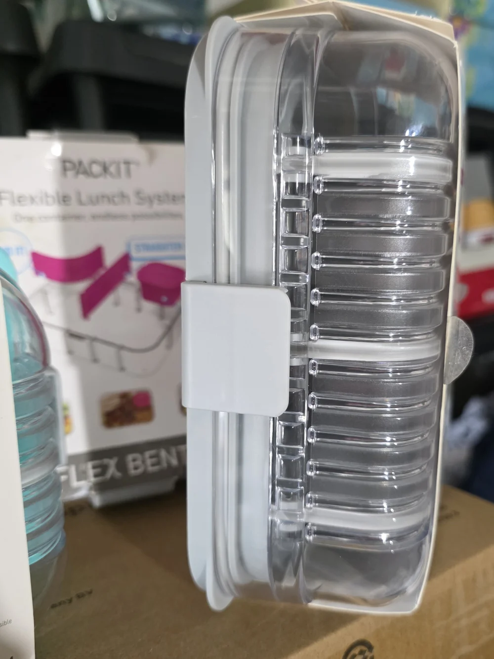 Flexible Lunch System - Teal Pink And Gray Bento Food Container